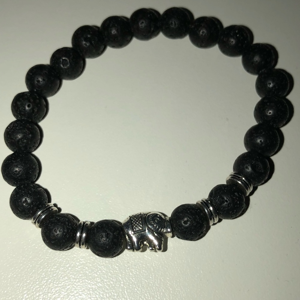 Black and silver beaded bracelet.